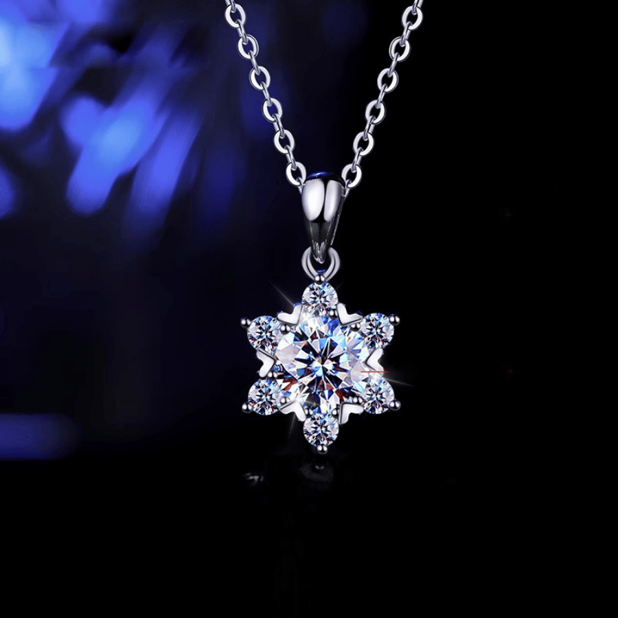Snowflake Halo Necklace | Dây Chuyền Moissanite 2 Carat Round Cut | Sterling Silver 925 | Kèm Giấy Kiểm Định GRA