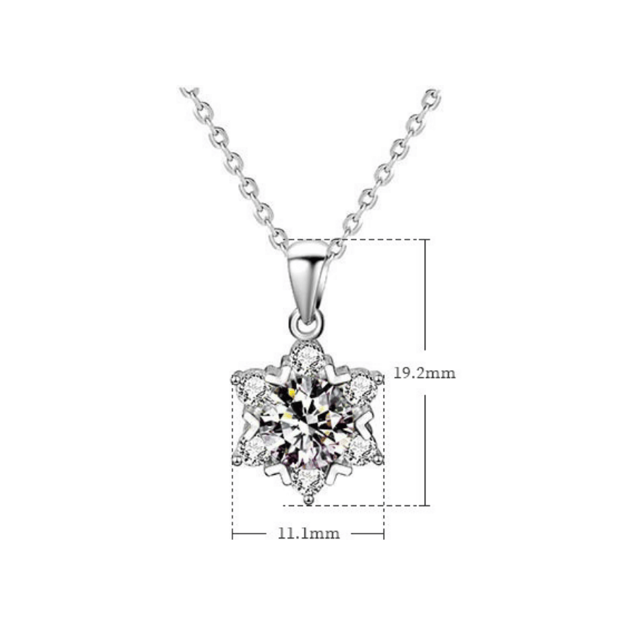 Snowflake Halo Necklace | Dây Chuyền Moissanite 2 Carat Round Cut | Sterling Silver 925 | Kèm Giấy Kiểm Định GRA