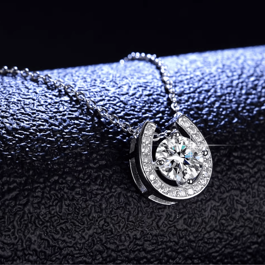Moon Crescent Necklace | Dây Chuyền Moissanite 2 Carat Round Cut | Sterling Silver 925 | Kèm Giấy Kiểm Định GRA