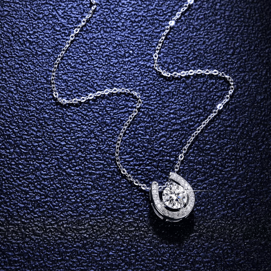 Moon Crescent Necklace | Dây Chuyền Moissanite 2 Carat Round Cut | Sterling Silver 925 | Kèm Giấy Kiểm Định GRA