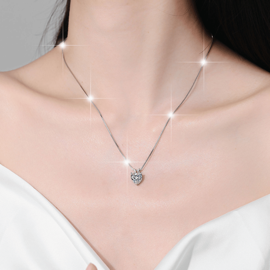 Pure Heart Solitaire Necklace | Dây Chuyền Moissanite 2 Carat Heart Cut | Sterling Silver 925 | Kèm Giấy Kiểm Định GRA