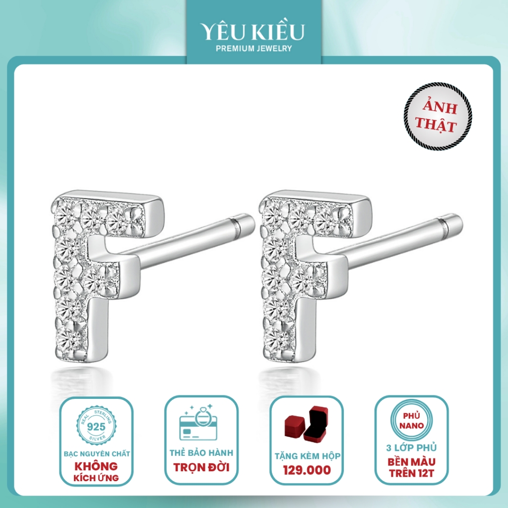 Initial Stud Earrings | Khuyên Tai Sterling Silver 925 Phủ Bạch Kim/Vàng 18K