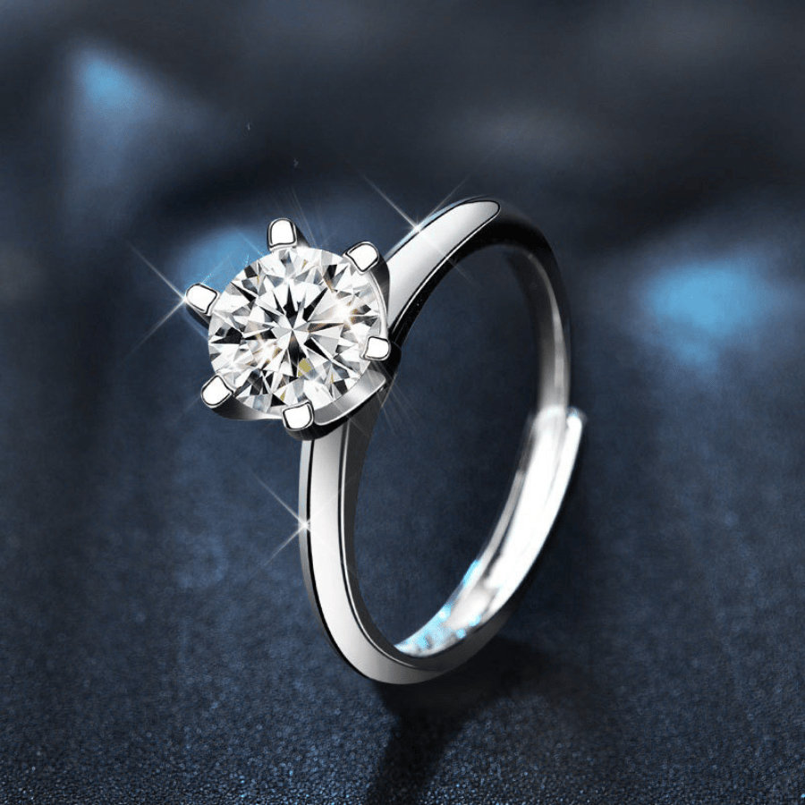 Classic Solitaire Ring | Nhẫn Moissanite 2 Carat Round Cut | Sterling Silver 925 | Kèm Giấy Kiểm Định GRA