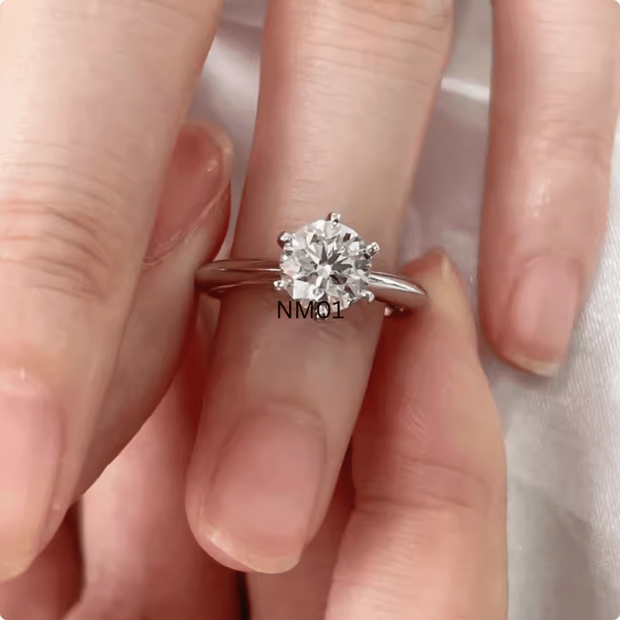Classic Solitaire Ring | Nhẫn Moissanite 2 Carat Round Cut | Sterling Silver 925 | Kèm Giấy Kiểm Định GRA