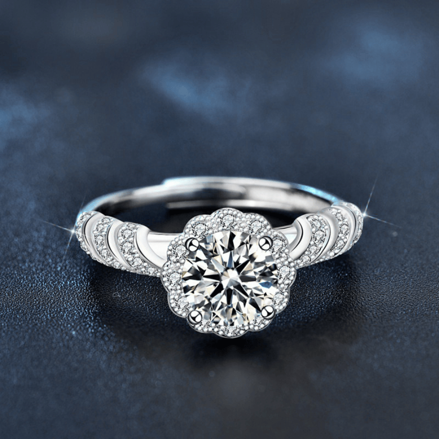 Mermaid Halo Ring | Nhẫn Moissanite 2 Carat Round Cut | Sterling Silver 925 | Kèm Giấy Kiểm Định GRA