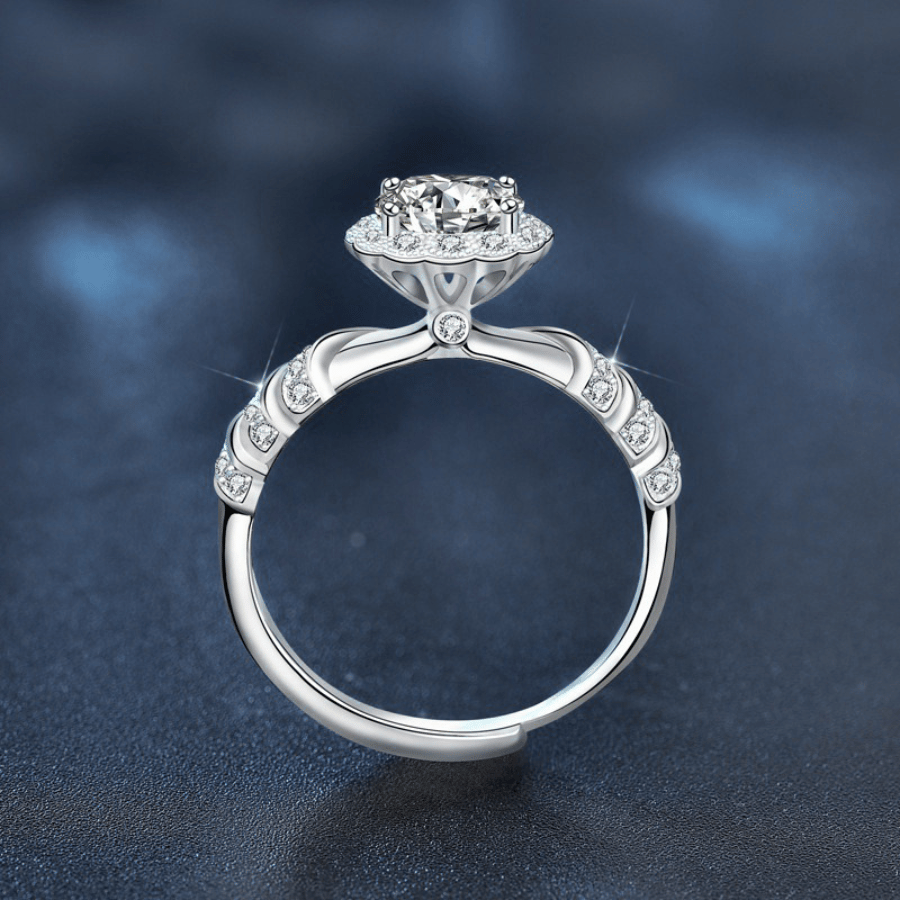 Mermaid Halo Ring | Nhẫn Moissanite 2 Carat Round Cut | Sterling Silver 925 | Kèm Giấy Kiểm Định GRA
