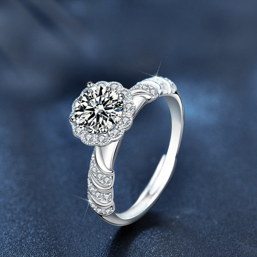 Mermaid Halo Ring | Nhẫn Moissanite 2 Carat Round Cut | Sterling Silver 925 | Kèm Giấy Kiểm Định GRA