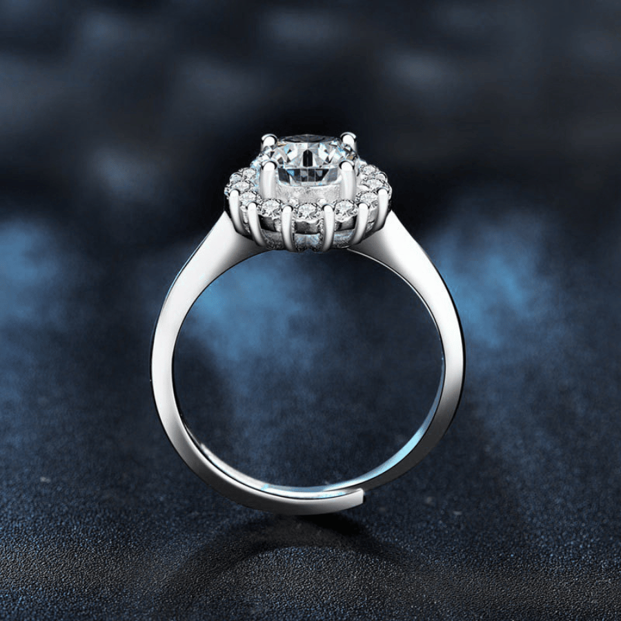Floral Halo Ring | Nhẫn Moissanite 2 Carat Round Cut | Sterling Silver 925 | Kèm Giấy Kiểm Định GRA