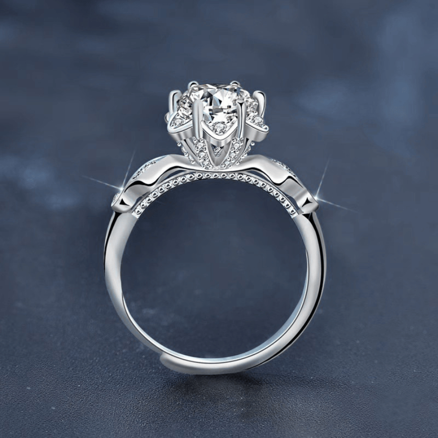 Blooming Floral Halo Ring | Nhẫn Moissanite 2 Carat Round Cut | Sterling Silver 925 | Kèm Giấy Kiểm Định GRA