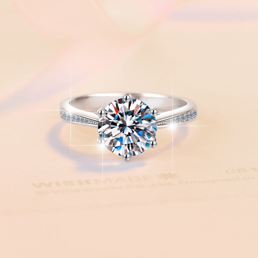Signature Solitaire Ring | Nhẫn Moissanite 2 Carat Round Cut | Sterling Silver 925 | Kèm Giấy Kiểm Định