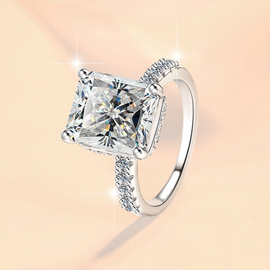 Eternal Princess Solitaire Ring | Nhẫn Moissanite 2 Carat Radiant Cut | Sterling Silver 925 | Kèm Giấy Kiểm Định GRA