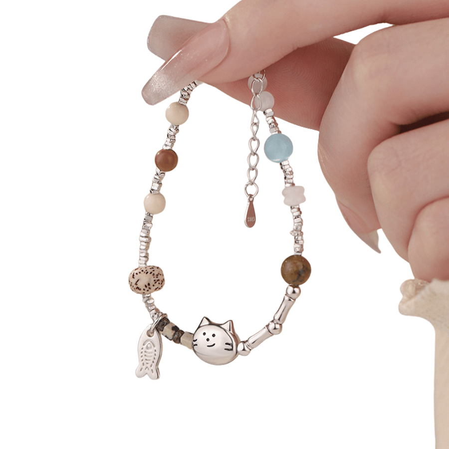 Lucky Cat Bracelet | Vòng Tay Sterling Silver 925 Phủ Bạch Kim