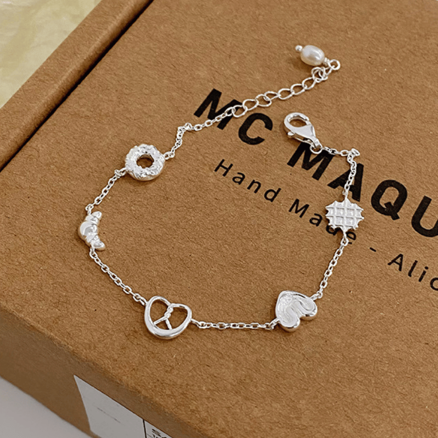 Croissant Heart Bracelet | Vòng Tay Sterling Silver 925 Phủ Bạch Kim