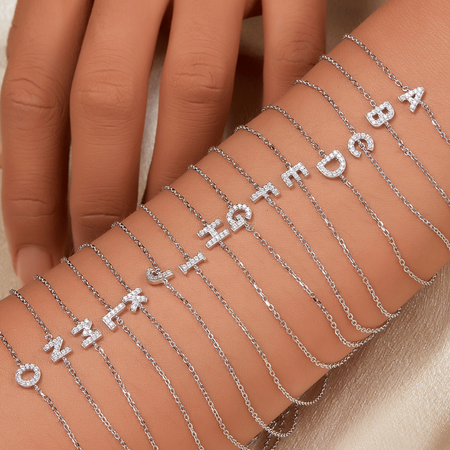 Initial Bracelet | Vòng Tay Sterling Silver 925 Phủ Bạch Kim