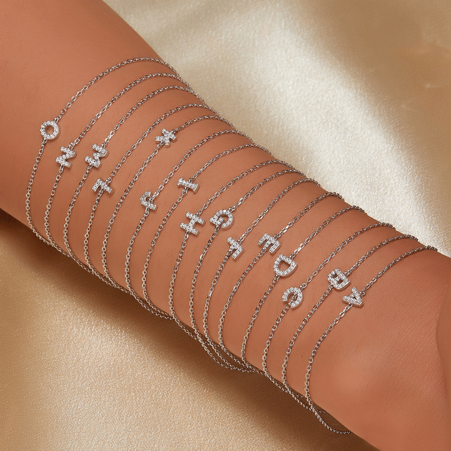 Initial Bracelet | Vòng Tay Sterling Silver 925 Phủ Bạch Kim
