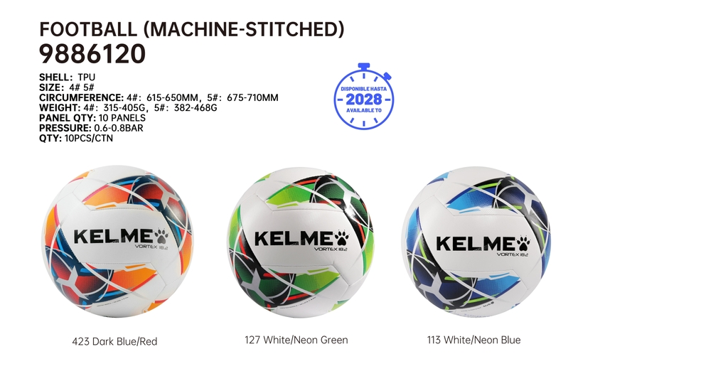 QUẢ BÓNG ĐÁ VORTEX 18.2KELME - MÃ 9886120