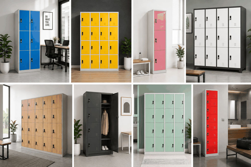 Các mẫu tủ sắt locker nhiều ngăn với đa dạng màu sắc và kiểu dáng hiện đại cho văn phòng, nhà máy, trường học và phòng gym