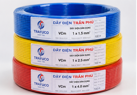 Dây điện Trần Phú chính hãng với các màu dây dân dụng phổ biến