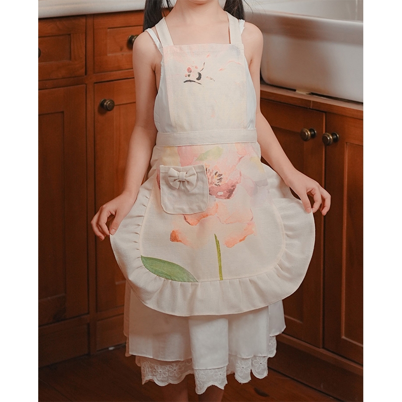 Tạp Dề Hoa –  Tạp Dề Thời Trang Cao Cấp – Dành Cho Mẹ Và Bé - Họa Tiết Chuồn Chuồn/ Hoa Ly/ Vườn Hoa - Set UYỂN