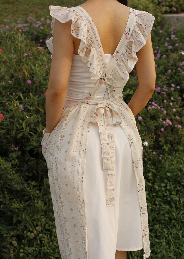 Tạp Dề Ren Hồng Bèo Vai – Tạp Dề Vintage Cao Cấp - Mẹ & Bé, Freesize - Set NHÃ