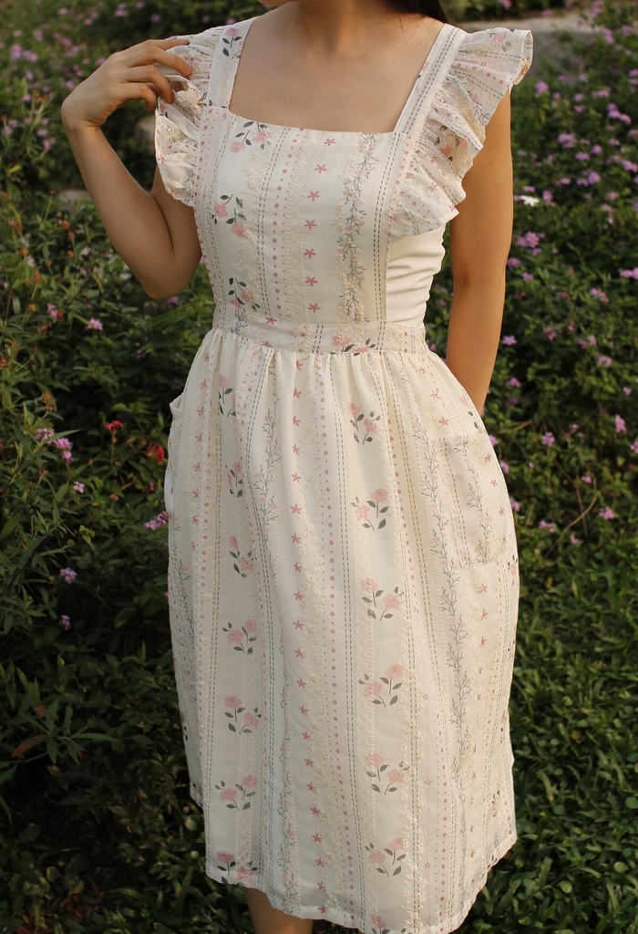 Tạp Dề Ren Hồng Bèo Vai – Tạp Dề Vintage Cao Cấp - Mẹ & Bé, Freesize - Set NHÃ