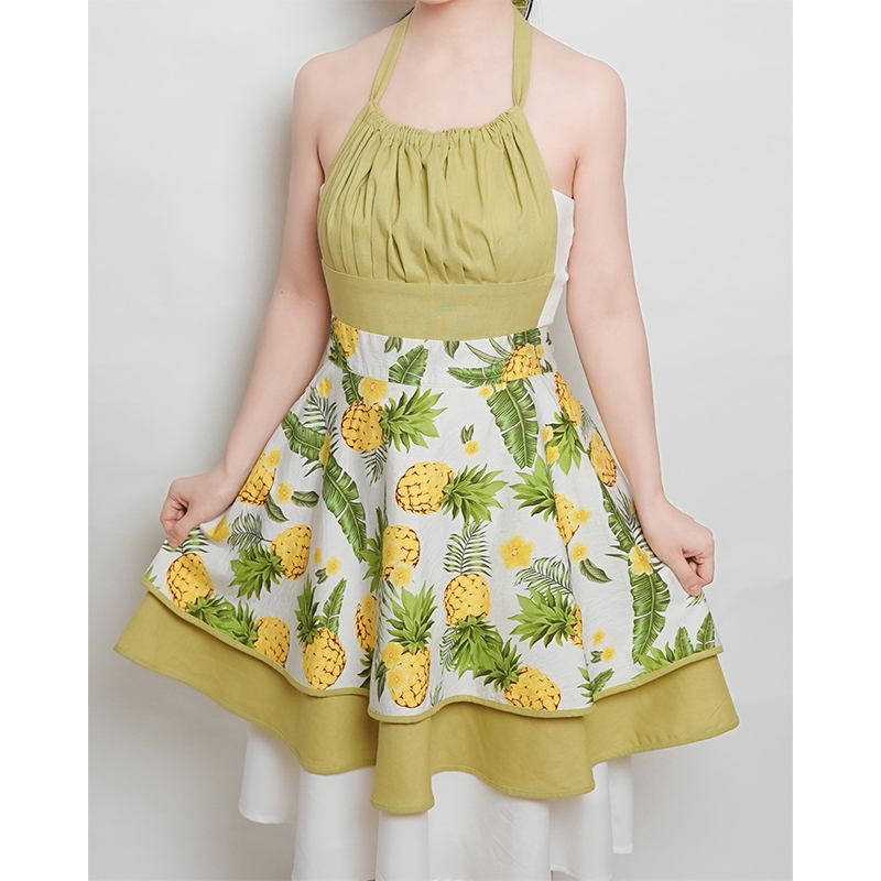 Tạp Dề Yếm Cổ –  Vải Linen Tự Nhiên – Tạp Dề Thời Trang Cao Cấp -  Dành Cho Mẹ&Bé - Màu Xanh Cốm & Vàng - Set MỘC TRÚC