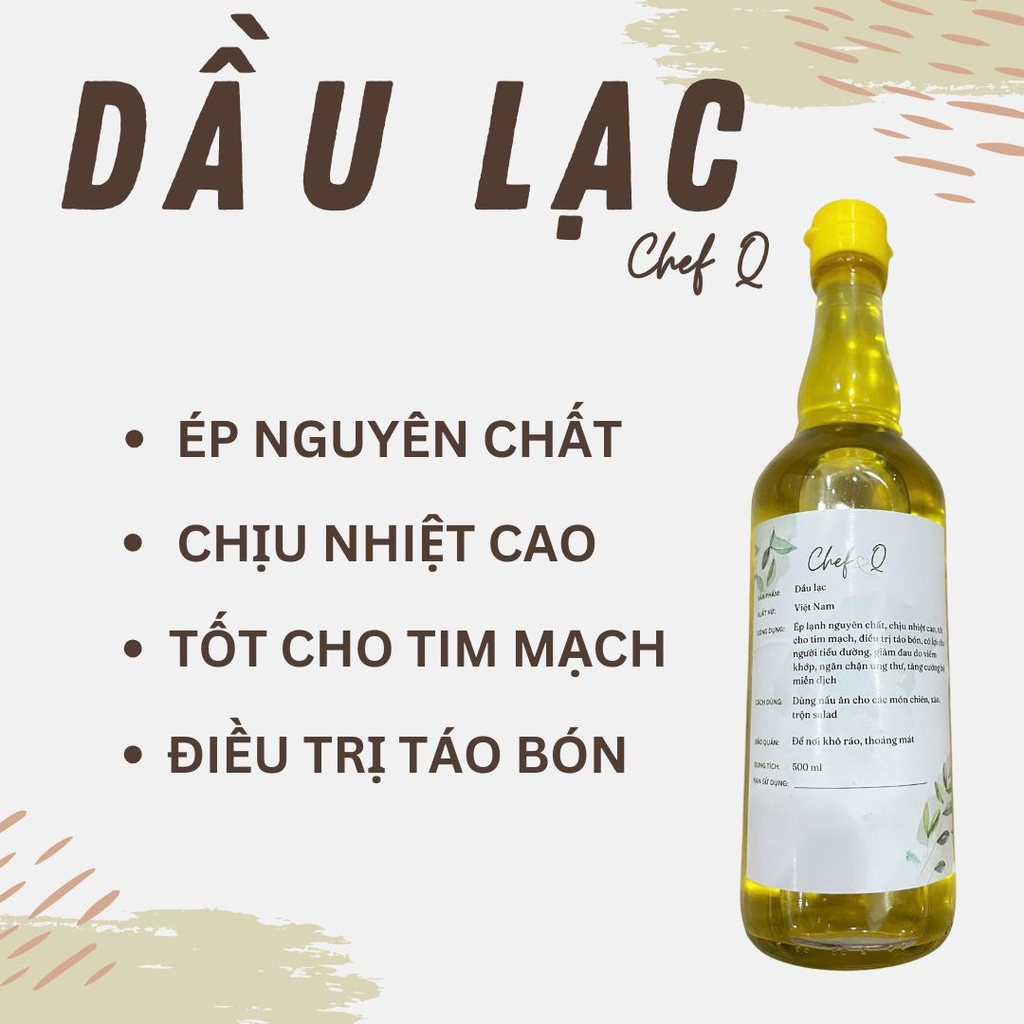 Dầu lạc nguyên chất ép thủ công chai 500ml