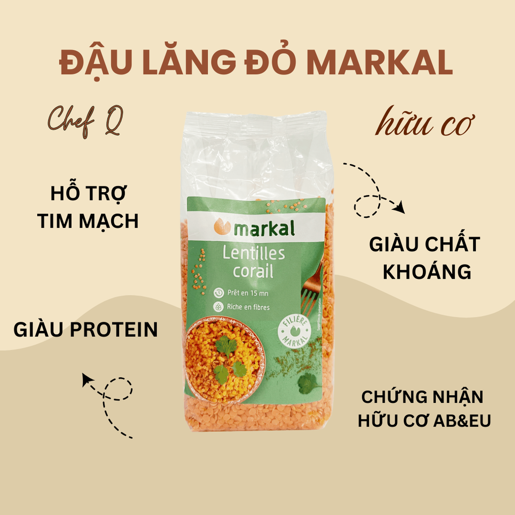 Đậu Lăng Đỏ Hữu Cơ Markal 500g – Ngon, Mềm, Giàu Đạm Thực Vật