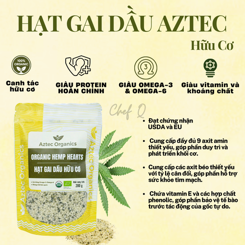 HẠT HEMP (HẠT GAI) HỮU CƠ AZTEC – NGUỒN PROTEIN THỰC VẬT CHẤT LƯỢNG CAO
