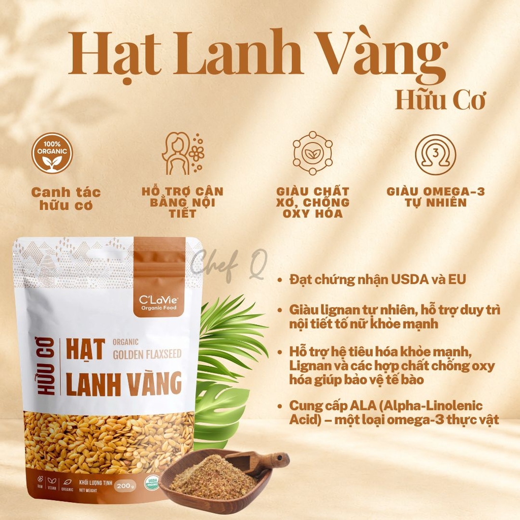 Hạt lanh vàng hữu cơ C'lavie