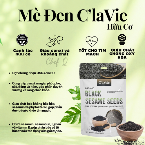 Mè Đen (Vừng Đen) C’Lavie Hữu Cơ 200gr – Dinh Dưỡng, Làm Đẹp Da Tóc