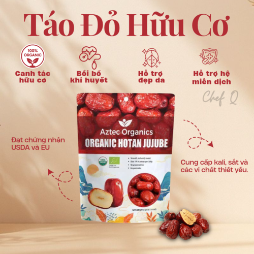 Táo đỏ hữu cơ 100% - Chứng nhận hữu cơ USDA, EU