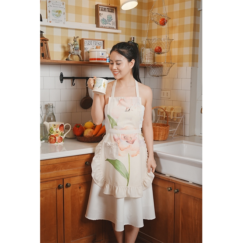 Tạp Dề Hoa  – Tạp Dề Thời Trang Cao Cấp – Dành Cho Mẹ Và Bé - Họa Tiết Chuồn Chuồn/ Hoa Ly/ Vườn Hoa - Set UYỂN