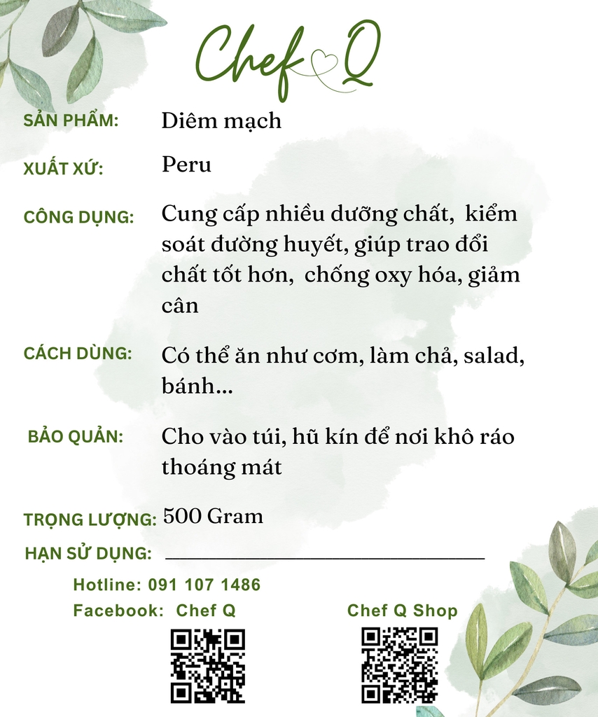 Diêm mạch Peru nhập khẩu
