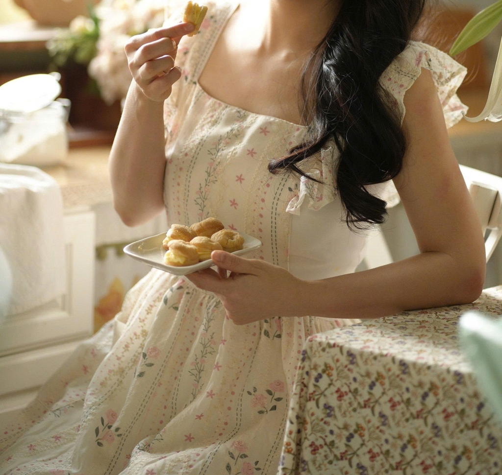 Tạp Dề Ren Hồng Bèo Vai – Tạp Dề Vintage Cao Cấp - Mẹ & Bé, Freesize - Set NHÃ