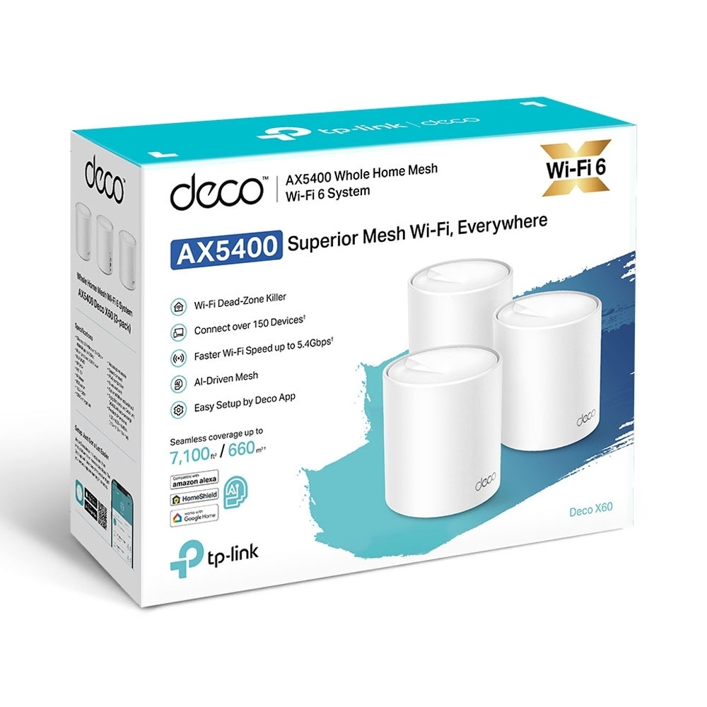Hệ thống Wifi Mesh Wifi 6 TPLink Deco X60 (3-pack)