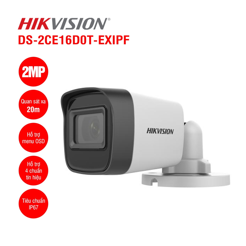 Camera HDTVI thân trụ 2MP HIKVISION DS-2CE16D0T-EXIPF
