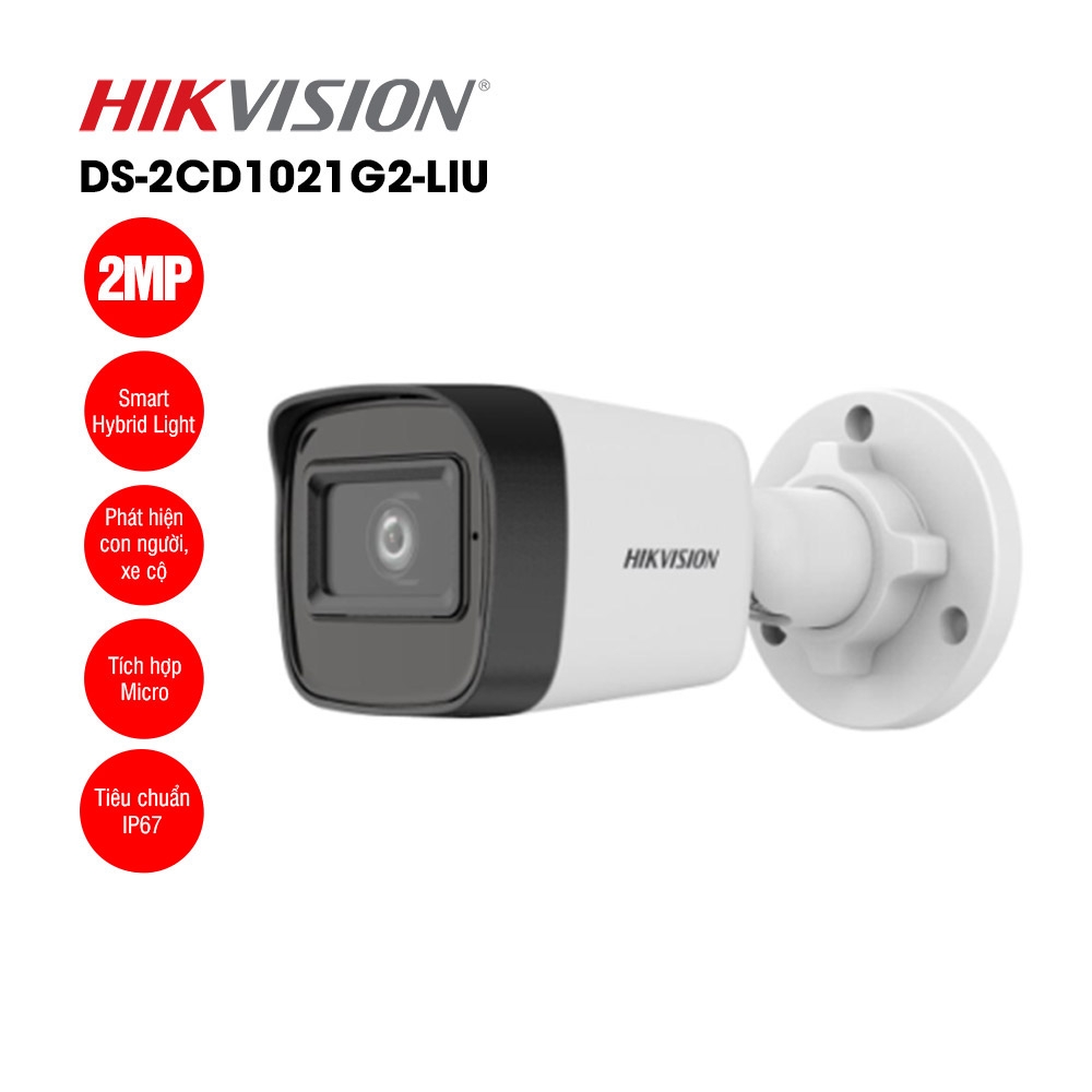 Camera IP thân ngoài trời 2MP Hikvision DS-2CD1021G2-LIU
