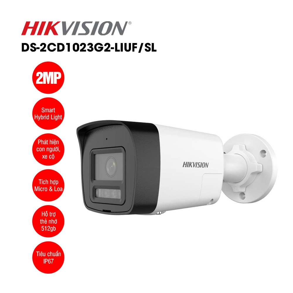 Camera IP 2MP Thân Trụ HIKVISION DS-2CD1023G2-LIUF/SL