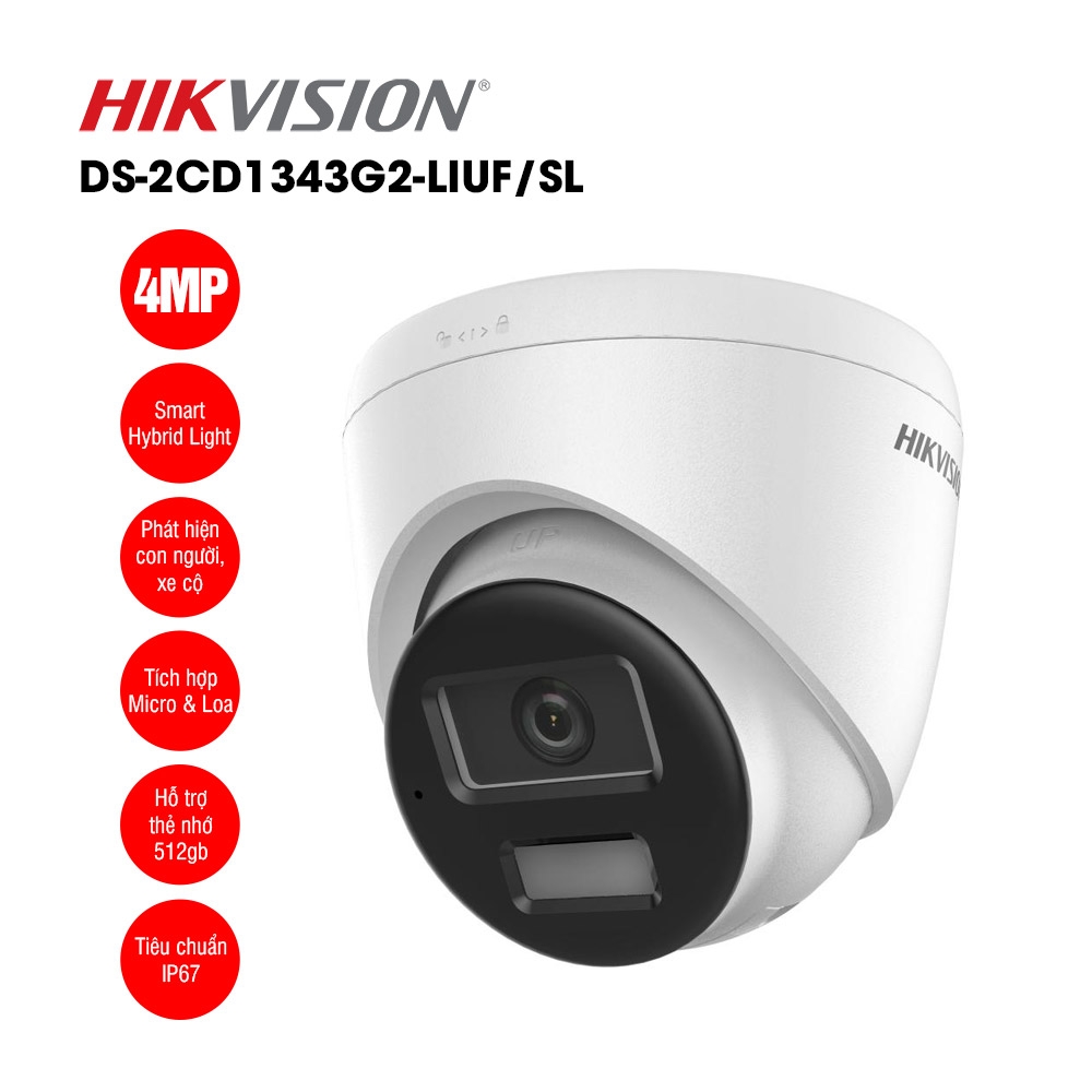 Camera IP 4MP Dome HIKVISION DS-2CD1343G2-LIUF/SL