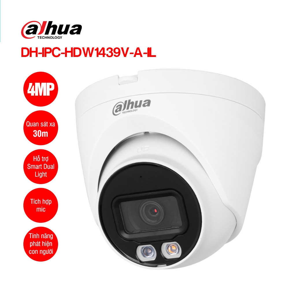 Camera IP Dome DAHUA DH-IPC-HDW1439V-PV 4MP