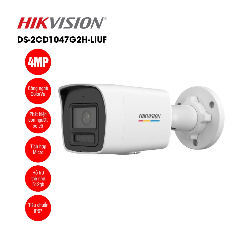Camera IP 4MP Thân Trụ HIKVISION DS-2CD1047G2H-LIUF