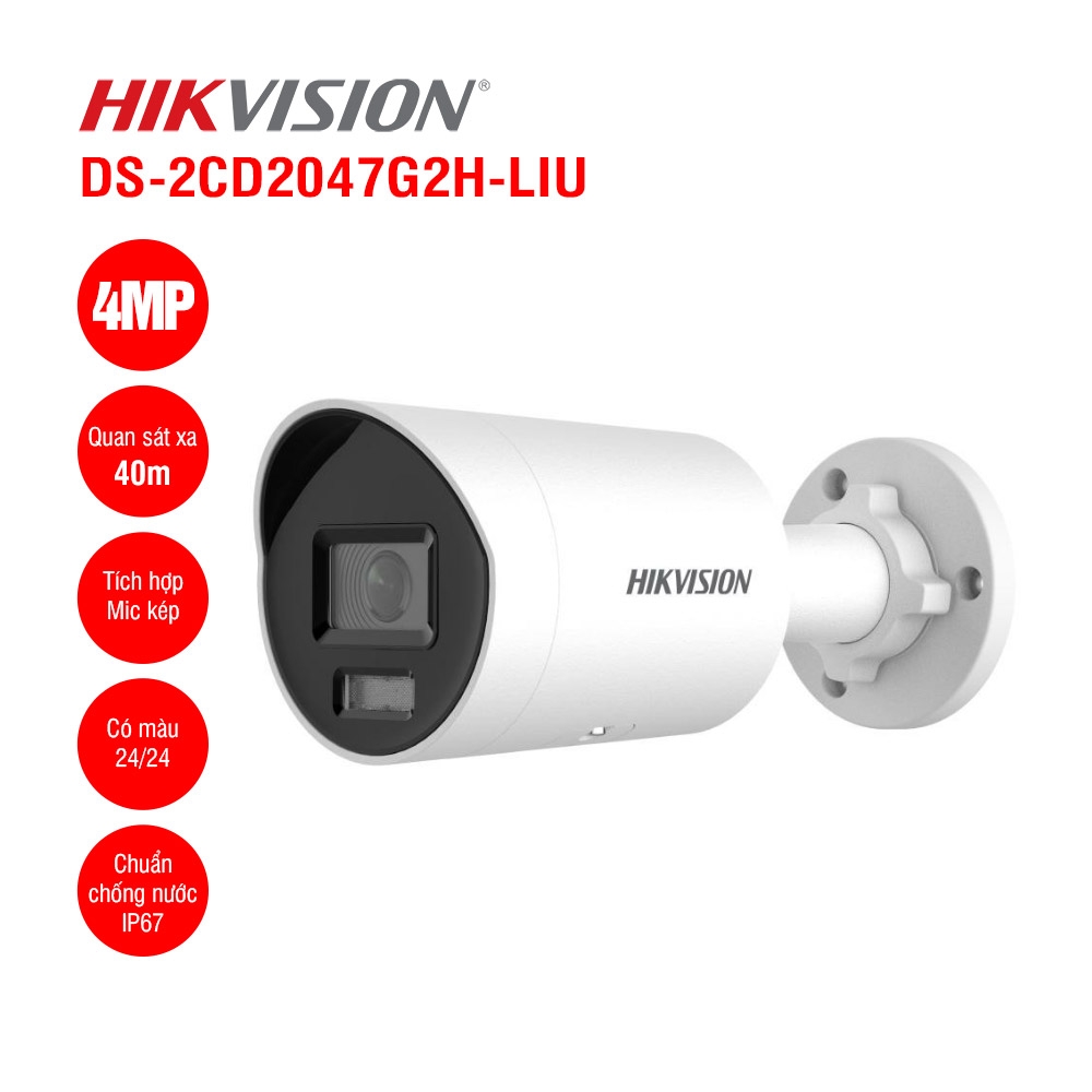 Camera IP Thân Trụ 4MP Hikvision DS-2CD2047G2H-LIU