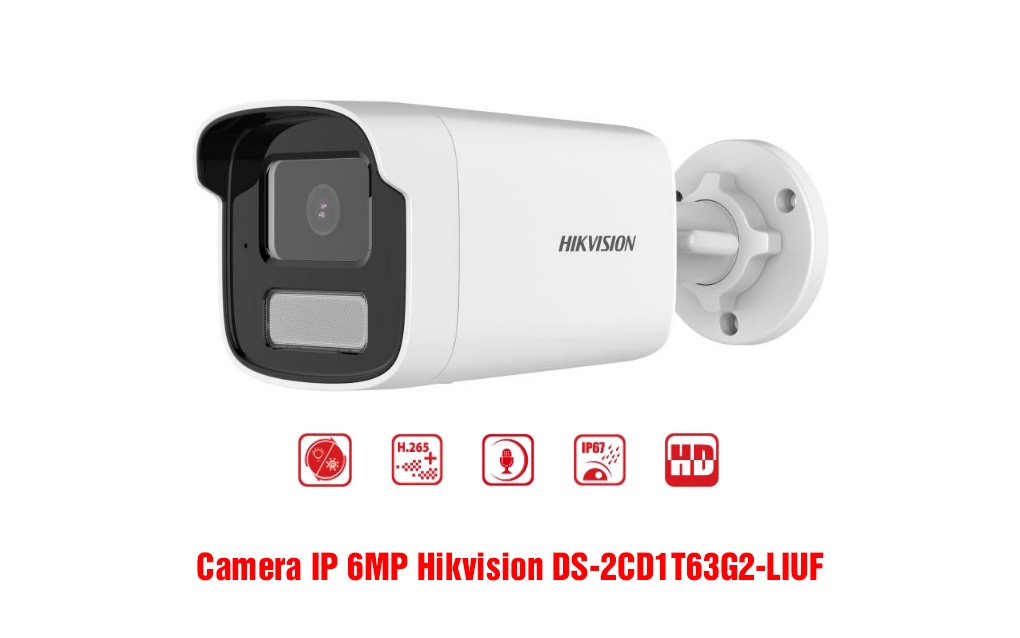 Camera IP 6MP Hikvision DS-2CD1T63G2-LIUF