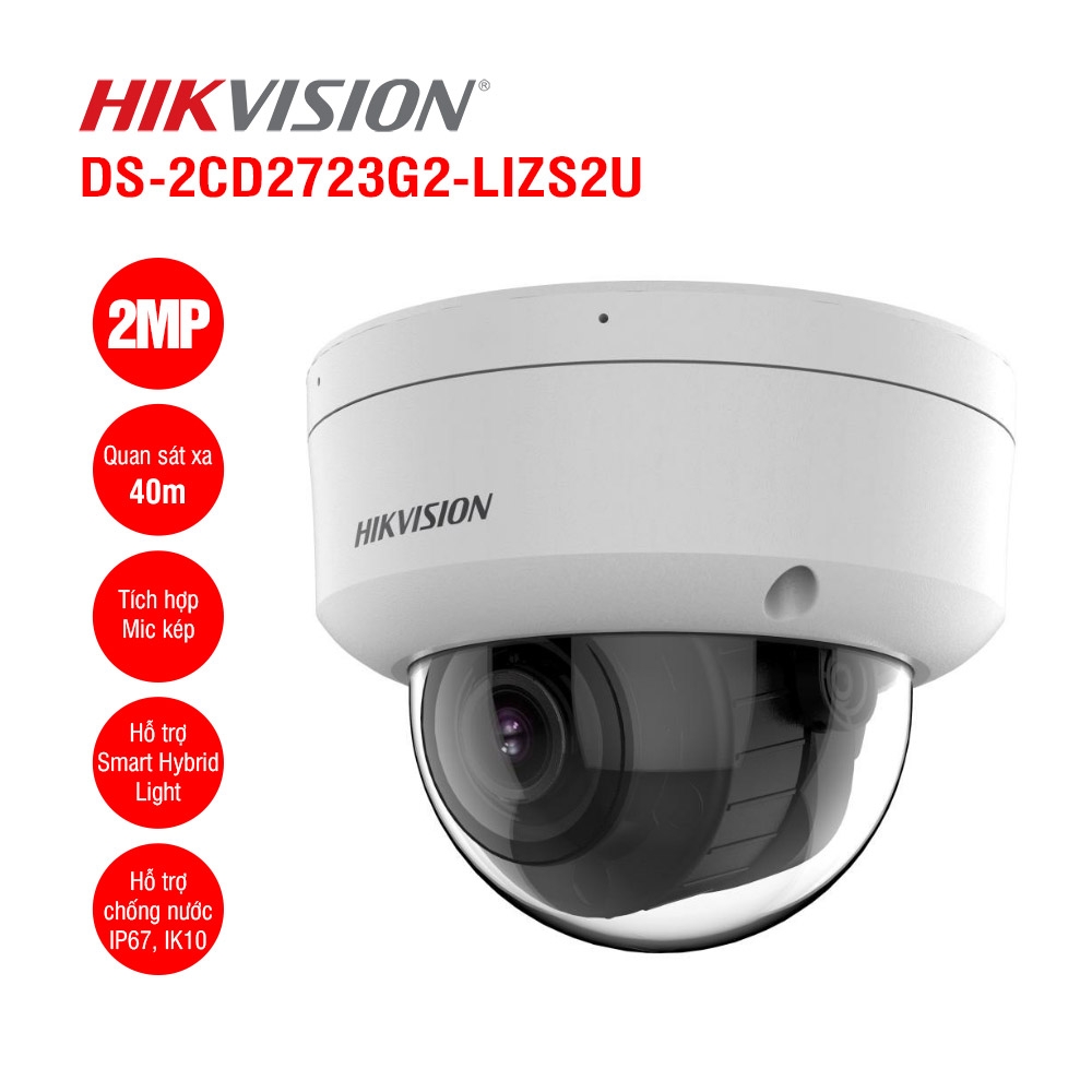 Camera IP Dome 2MP Hikvision DS-2CD2723G2-LIZS2U
