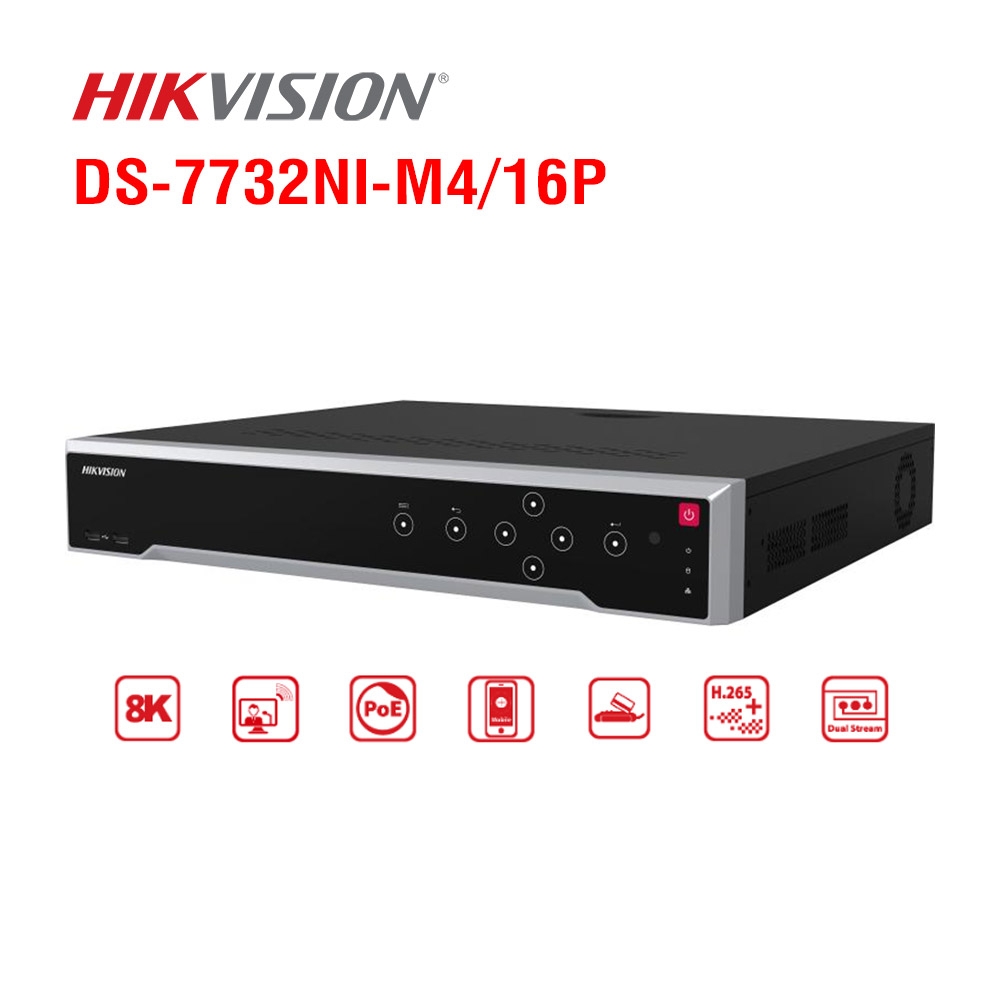 Đầu ghi IP Hikvision 32 kênh DS-7732NI-M4/16P, 4HDD, Tích hợp POE