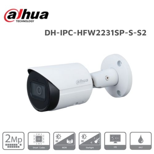 Camera IP Thân Trụ Starlight 2MP DAHUA DH-IPC-HFW2231SP-S-S2