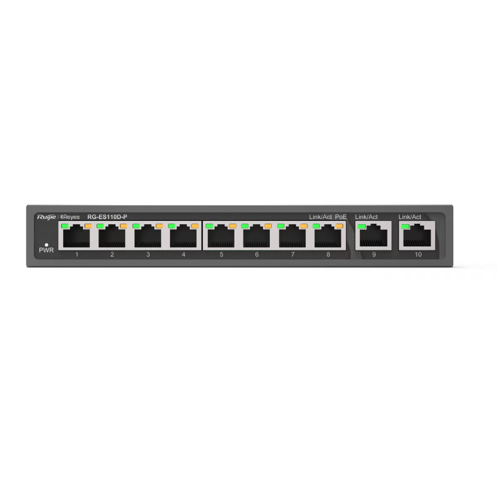 Unmanaged switch 8 cổng 10/100 BASE-T PoE/PoE+ BASE-T Reyee RG-ES110D-P