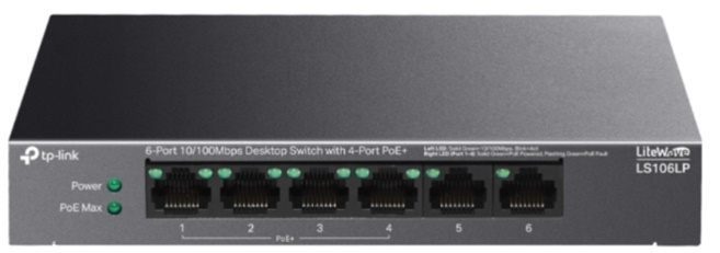 Switch 6 Cổng 10/100Mbps với 4 Cổng PoE+ TPLINK TL-LS106LP