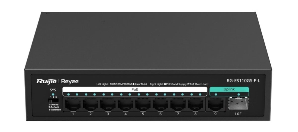 Unmanaged switch 8 cổng PoE RUIJIE REEYE RG-ES110GS-P-L